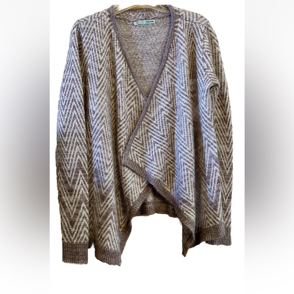 Maurices Sweater Womens Long Sleeve Open Front Waterfall Cardigan Chevron Large